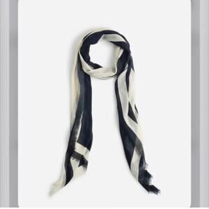 Madewell Striped Geometric Black White Rectangular Wool Scarf NWT